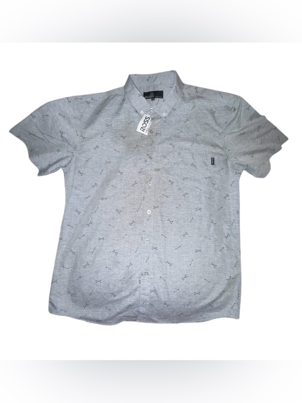 Molokai Short-Sleeve Button-Down Shirt - Light Gray with Arrow Print